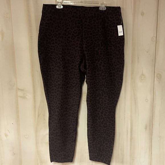 NWT Gap Dark Brown Black Leopard Print High Rise Side Zip Stretchy Pants Sz 20 - Picture 1 of 6